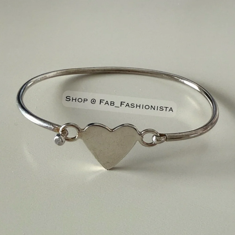 Sterling Silver Heart Bangle Bracelet